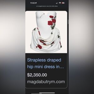 Magda Butrym Strapless draped hip mini dress in white